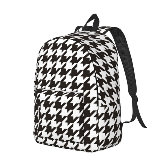 Rocae Houndstooth Black And White for Durable Canvas Backpack Leisure Large Bag Travel Rucksack Multi-function Backpack Small