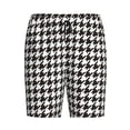 thumbnail image 1 of Rocae Houndstooth Black And White for Men's Soft Sleep Pajama Shorts, Waistband and Pockets, 1 of 9