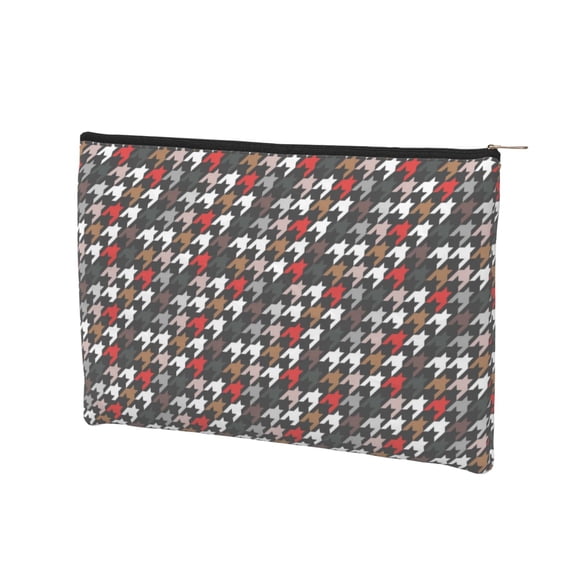 Rocae Houndstooth Green Red for Cosmetic Bags for Women Paper Reusable Cosmetic Bag Travel Toiletry Organizer Capacity Multipurpose Zipper Pouch