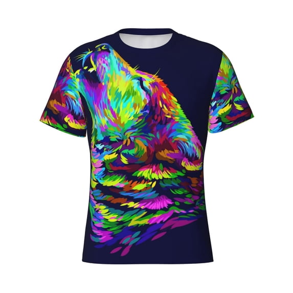 Rocae Howling Wolf for Men's Moisture-Wicking Crew Tee - T-Shirt for Sports, Outdoor Activities, and Casual WearXX-Large