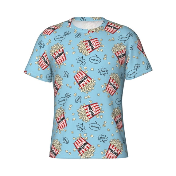 Rocae I Am A Fan Popcorn for Men's Moisture-Wicking Crew Tee - T-Shirt for Sports, Outdoor Activities, and Casual Wear