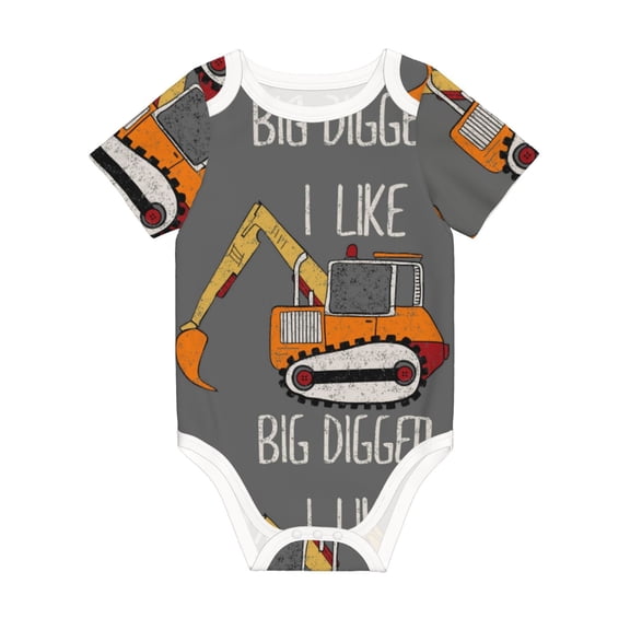 Rocae I Like Big Digger for Baby Climbing Clothes Soft Baby Romper for Active Infants Comfortable and Breathable Crawling Jumpsuit Unisex Baby Outfit 3 Months