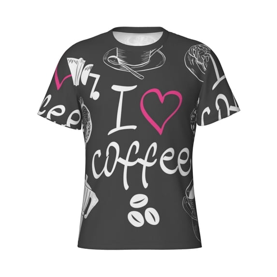 Rocae I Love Coffee for Men's Moisture-Wicking Crew Tee - T-Shirt for Sports, Outdoor Activities, and Casual Wear3X-Large