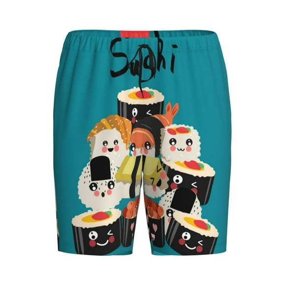 Rocae I Love Sushi for Men's Soft Sleep Pajama Shorts, Waistband and Pockets
