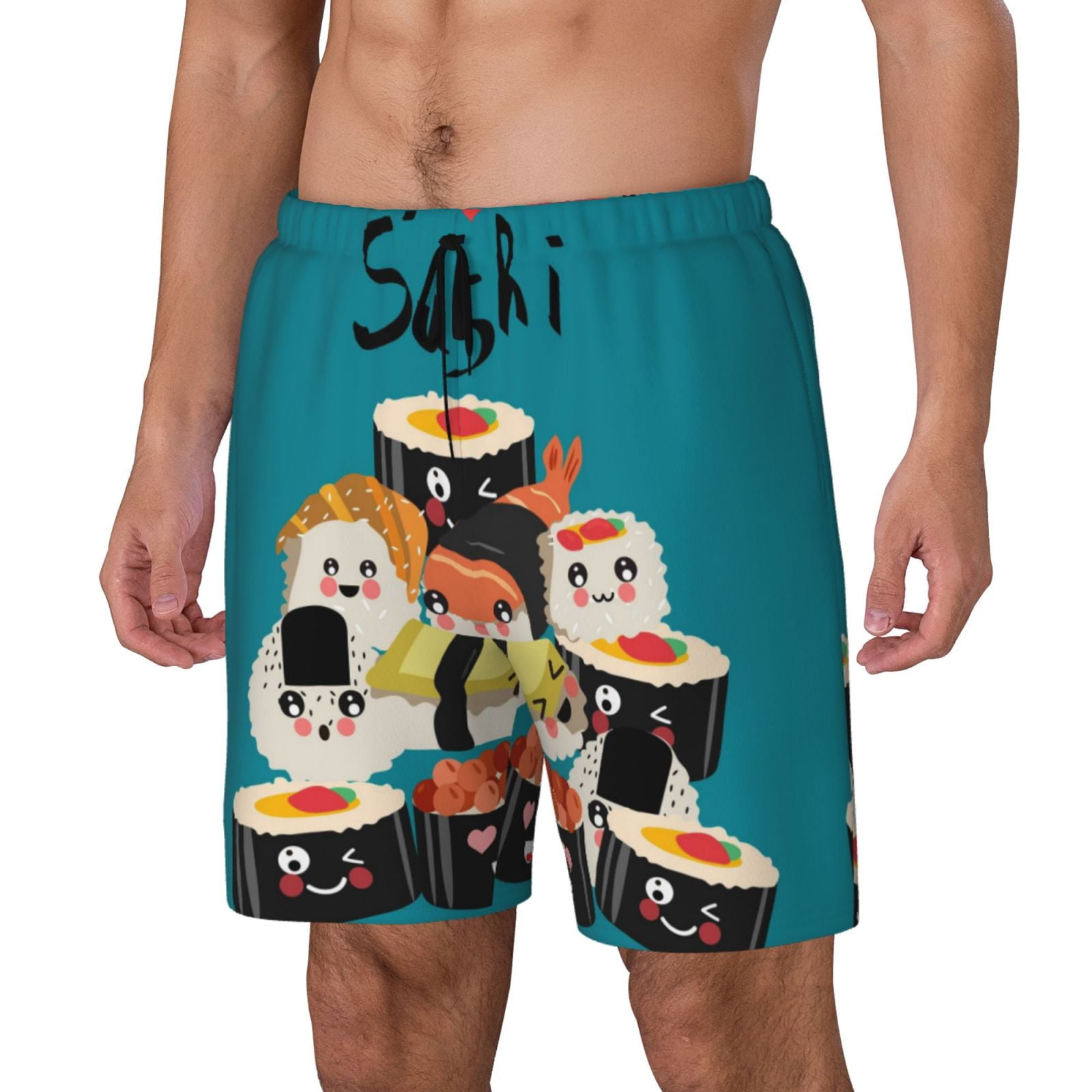 Rocae I Love Sushi for Men s Swim Trunks Quick Dry With Two Side Pockets and One Lined Patch Pocket3X Large Walmart