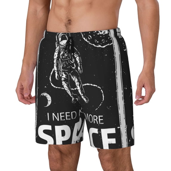 Rocae I Need More Space for Men's Swim Trunks Quick Dry With Two Side Pockets and One Lined Patch PocketSmall
