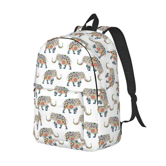 Rocae Indian Elephant for Durable Canvas Backpack Leisure Large Bag Travel Rucksack Multi-function Backpack Medium