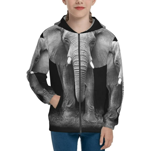 Rocae Indian Elephant for Zip Up Hoodies for Teen Sweatshirt with Hood-Small