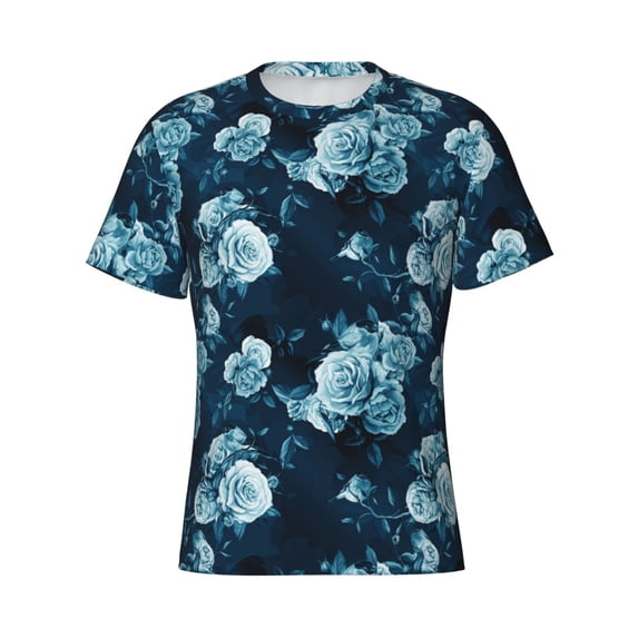 Rocae Ink Rose for Men's Moisture-Wicking Crew Tee - T-Shirt for Sports, Outdoor Activities, and Casual WearLarge