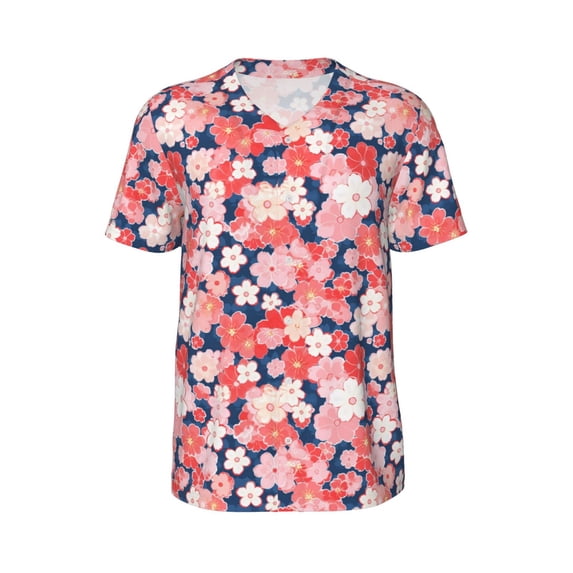 Rocae Japanese Cherry Blossoms for Breathable Men's Baseball T-Shirt Fashionable Casual Baseball Jersey, Moisture-wicking Sportswear Small