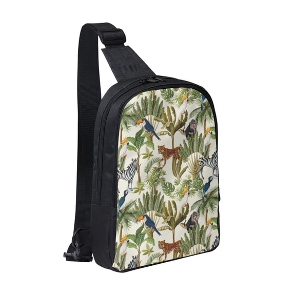 Rocae Jungle Animals for Lightweight Chest Bag Dual Pocket, Waterproof Crossbody Sling Bag for Men and Women