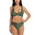 thumbnail image 1 of Rocae Jungle Green Camo USA Flag for Bikini Set for Women Two Piece Sexy High Swimsuits Split Crossover Bikini Medium, 1 of 9