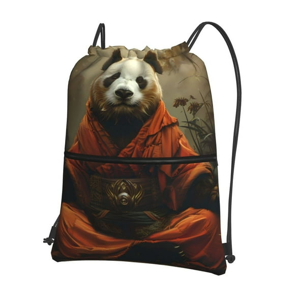Jungle Meditating Panda for Drawstring zipper Backpack Gym Backpack Bag for Men and Women
