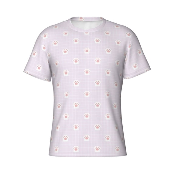 Rocae Kawaii Cat Paw for Men's Moisture-Wicking Crew Tee - T-Shirt for Sports, Outdoor Activities, and Casual WearSmall
