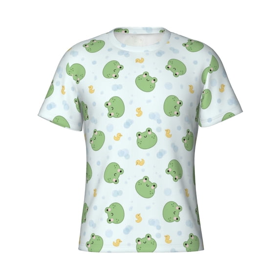 Rocae Kawaii Frogs for Men's Moisture-Wicking Crew Tee - T-Shirt for Sports, Outdoor Activities, and Casual WearXX-Large