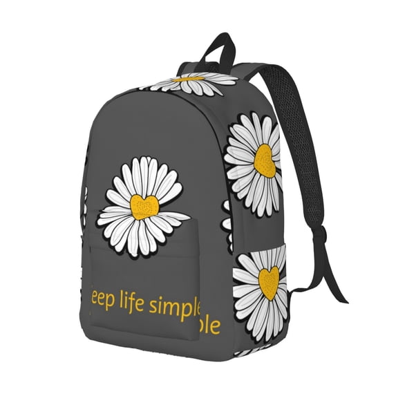 Rocae Keep Life Simple Daisy Flower for Durable Canvas Backpack Leisure Large Bag Travel Rucksack Multi-function Backpack Small