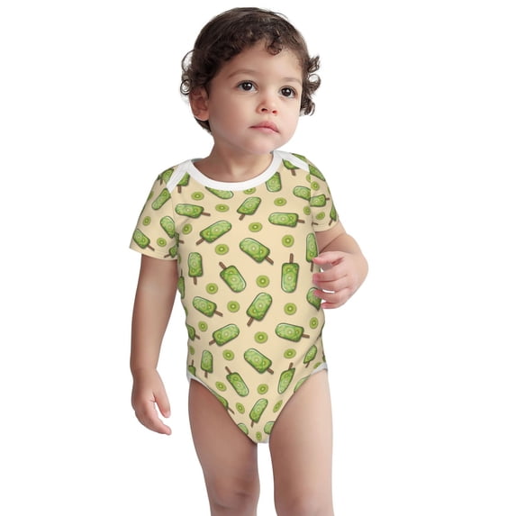 Rocae Kiwi Ice Cream for Baby Cotton Short-Sleeve Bodysuits for Unisex Onesies Bodysuit-12 Months
