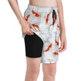 thumbnail image 1 of Rocae Koi Fish Corals,Spring Summer for Teen Beach Trunks Boys Swim Trunks with Compression Liner Quick Dry Board Shorts, 1 of 9