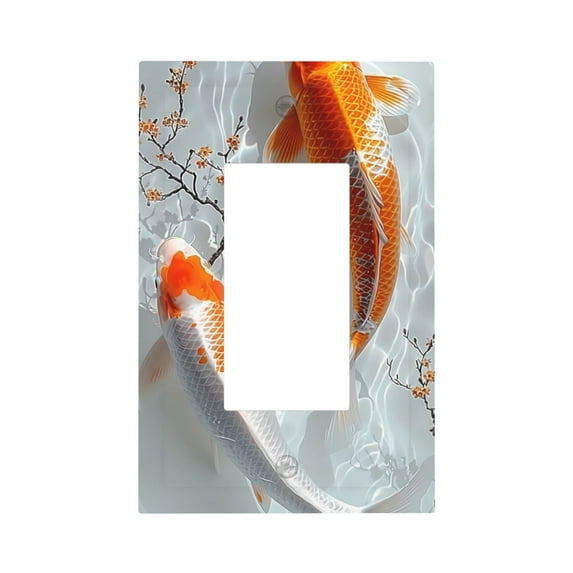 Rocae Koi Fish Water for Decorator Light Switch or Receptacle Outlet Wall Plate,Polycarbonate Thermoplastic-Style U