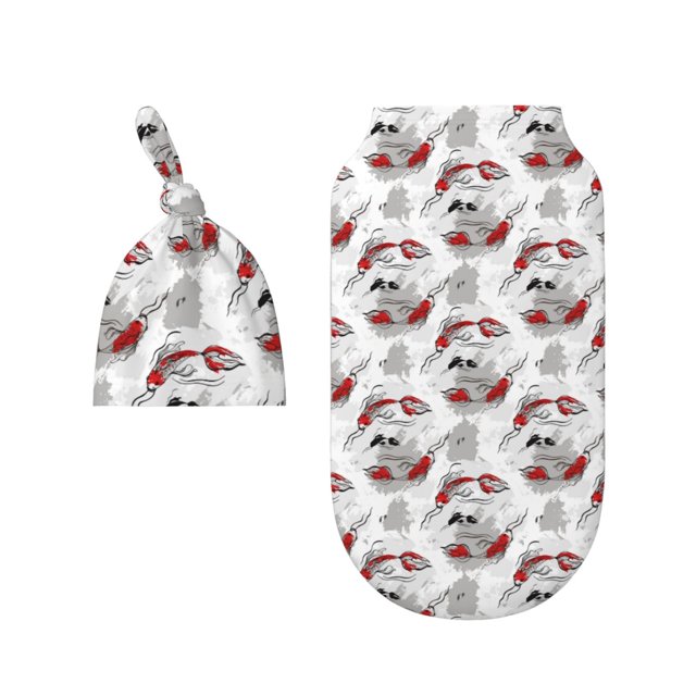 Rocae Koi Fish for Baby Swaddle Blanket with Hats Set for Baby Shower