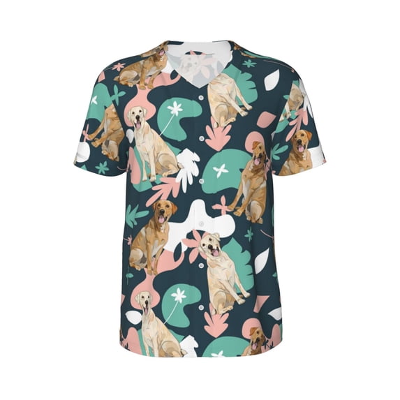 Rocae Labrador Retriever Dog for Breathable Men's Baseball T-Shirt Fashionable Casual Baseball Jersey, Moisture-wicking Sportswear Small