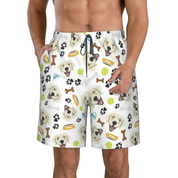Rocae Labrador Retriever Dog for Men's Beach Shorts Casual Elastic Waist Drawstring Summer Beach Shorts,S-3XL-Small