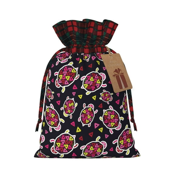 Rocae Ladybug Print Christmas Drawstring Linen Gift Bag with Drawstrings Treat Bag Goody Present Bags for Christmas Party Favor