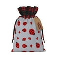 thumbnail image 1 of Rocae Ladybug Print Christmas Drawstring Linen Gift Bag with Drawstrings Treat Bag Goody Present Bags for Christmas Party Favor, 1 of 8