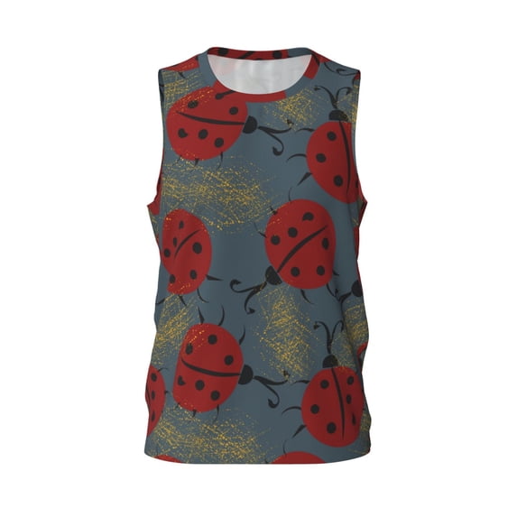 Rocae Ladybug for Men's Basketball Jersey Lightweight and Breathable Athletic Tank Top,Quick-Drying Sports Jersey XX-Large
