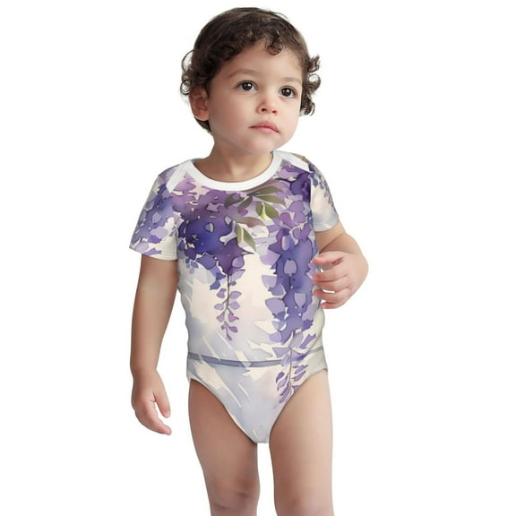 Rocae Lavender Blooms Window for Baby Cotton Short-Sleeve Bodysuits for Unisex Onesies Bodysuit-3 Months