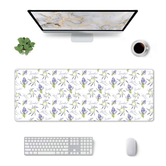Rocae Lavender Flowers for Gaming Mouse Pad, Mouse Pad Large, Office Computer Keyboard Mousepad, Keyboard and Mouse Pad with Stitched Edges,31.5 x 11.8 in