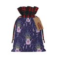 thumbnail image 1 of Rocae Lavender Flowers Print Christmas Drawstring Linen Gift Bag with Drawstrings Treat Bag Goody Present Bags for Christmas Party Favor, 1 of 8