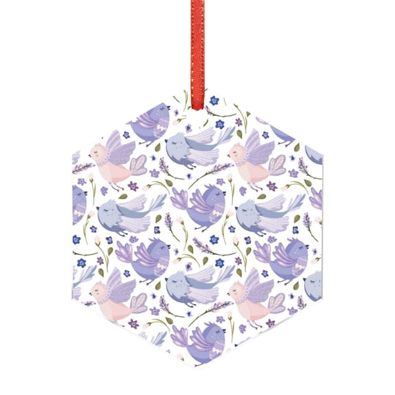 Rocae Lavender Flowers for Acrylic Christmas Pendant Ornament for Festive Decor Hanging Pendant,Perfect for Home and Office-Hexagon
