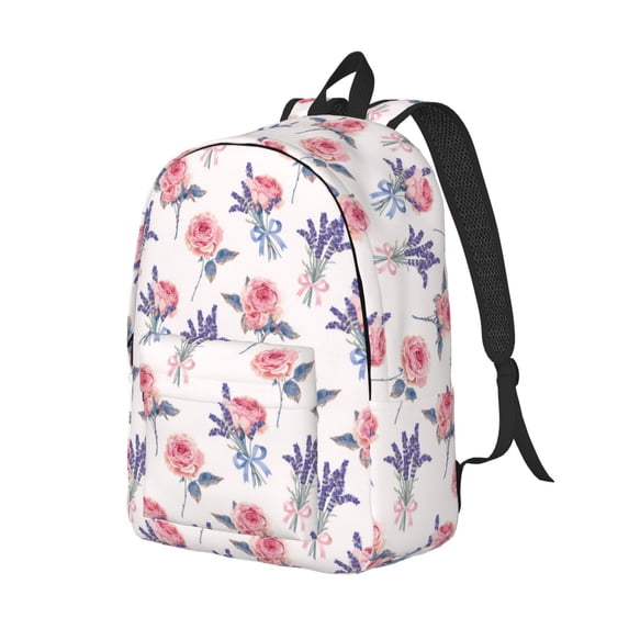Rocae Lavender Flowers for Durable Canvas Backpack Leisure Large Bag Travel Rucksack Multi-function Backpack Medium