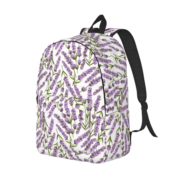 Rocae Lavender Flowers for Durable Canvas Backpack Leisure Large Bag Travel Rucksack Multi-function Backpack Medium