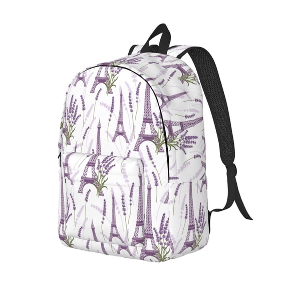 Rocae Lavender Flowers for Durable Canvas Backpack Leisure Large Bag Travel Rucksack Multi-function Backpack Small