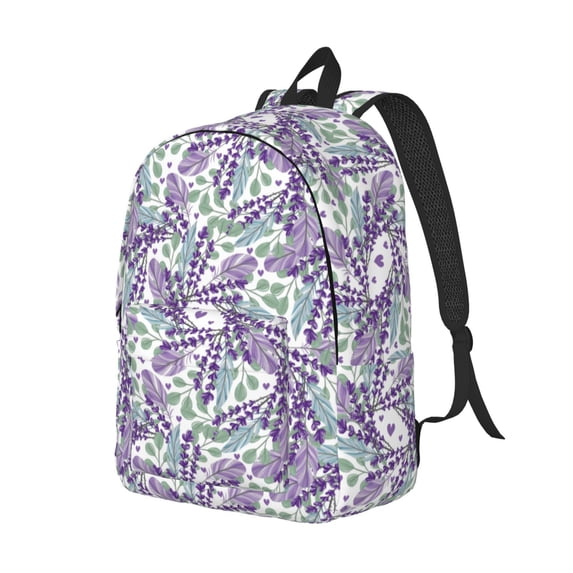 Rocae Lavender Flowers for Durable Canvas Backpack Leisure Large Bag Travel Rucksack Multi-function Backpack Small