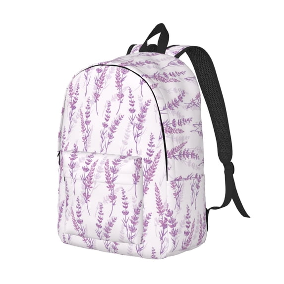 Rocae Lavender Flowers for Durable Canvas Backpack Leisure Large Bag Travel Rucksack Multi-function Backpack Small