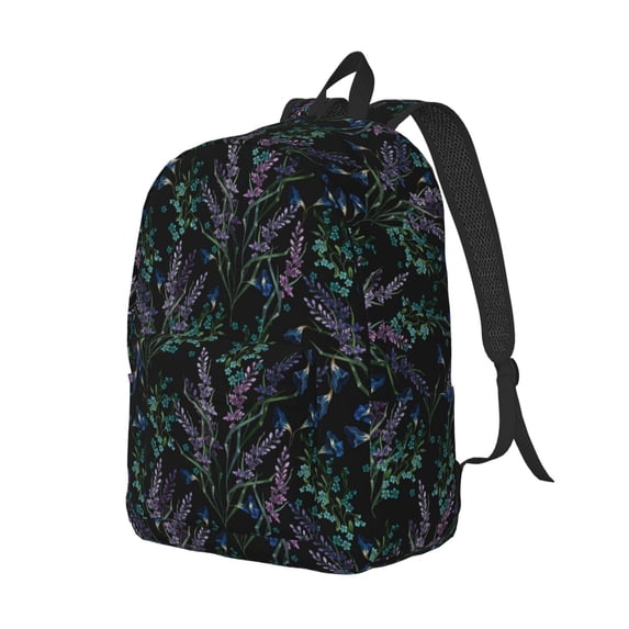 Rocae Lavender Flowers for Durable Canvas Backpack Leisure Large Bag Travel Rucksack Multi-function Backpack