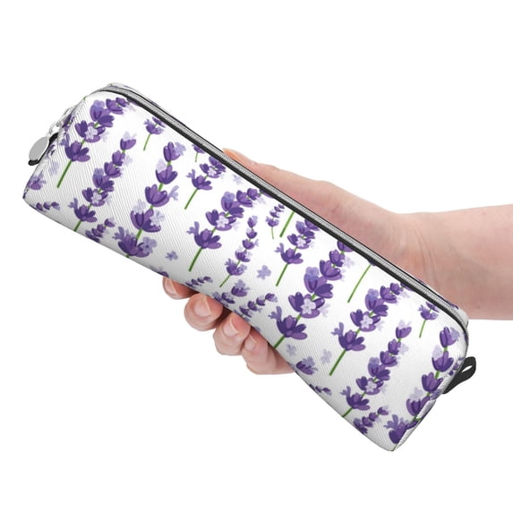Rocae Lavender Flowers for Pen and Marker Pouch with Zipper for Men and Women, Stationery Bag Pen Holder for Work and Office