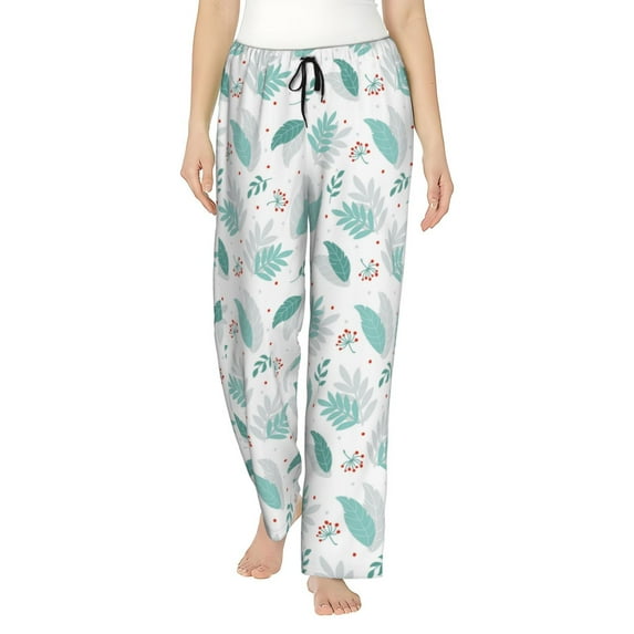 Rocae Leaf Print Green for Women's Pajama Pants Pj Pants Lounge Pants-X-Large