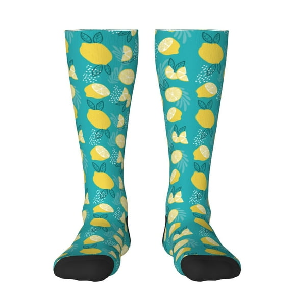 Rocae Lemon Blue for Novelty Casual compression Socks For Women Men Contrast Color Stockings