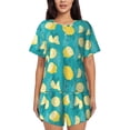 thumbnail image 1 of Rocae Lemon Blue for Two Piece Sleepwear Pajamas Sets for Women Soft Short-Sleeved Pjs with Lounge Shorts 4X-Large, 1 of 9