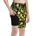 thumbnail image 1 of Rocae Lemon Fruits Flowers Leaves for Teen Beach Trunks Boys Swim Trunks with Compression Liner Quick Dry Board Shorts, 1 of 9