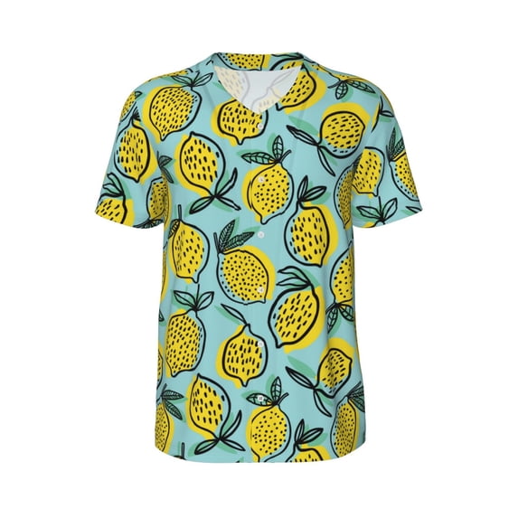 Rocae Lemon for Breathable Men's Baseball T-Shirt Fashionable Casual Baseball Jersey, Moisture-wicking Sportswear Medium