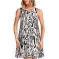 thumbnail image 1 of Rocae Leopard And Zebra for Sleeveless Dresses Summer Casual Ruffle Sleeveless Cute Crew Neck Flowy Dress with Pockets, 1 of 7
