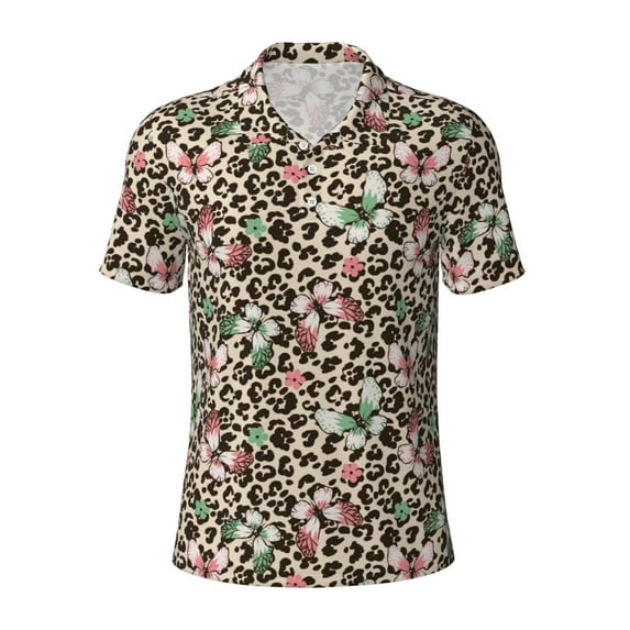 Rocae Leopard Dots for Men's Short Sleeve Polo Shirt, Quick Drying Performance Moisture Wicking Sports Men's Golf Shirt