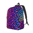 thumbnail image 1 of Rocae Leopard Neon Rainbow Gradient for Durable Canvas Backpack Leisure Large Bag Travel Rucksack Multi-function Backpack Small, 1 of 8