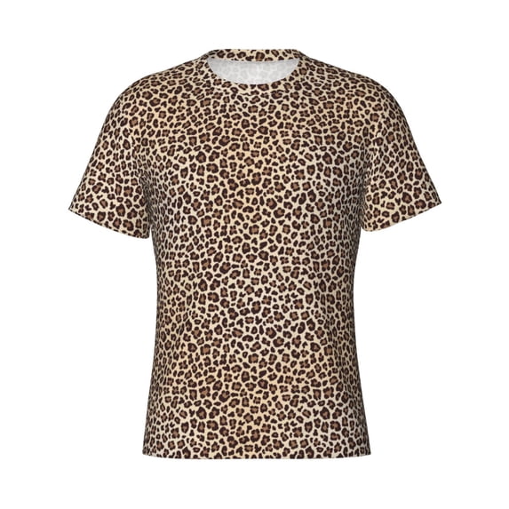 Rocae Leopard Print-2 for Men's Moisture-Wicking Crew Tee - T-Shirt for Sports, Outdoor Activities, and Casual Wear