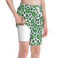 thumbnail image 1 of Rocae Leopard print St. Patrick's Day for Teen Beach Trunks Boys Swim Trunks with Compression Liner Quick Dry Board ShortsSmall, 1 of 9